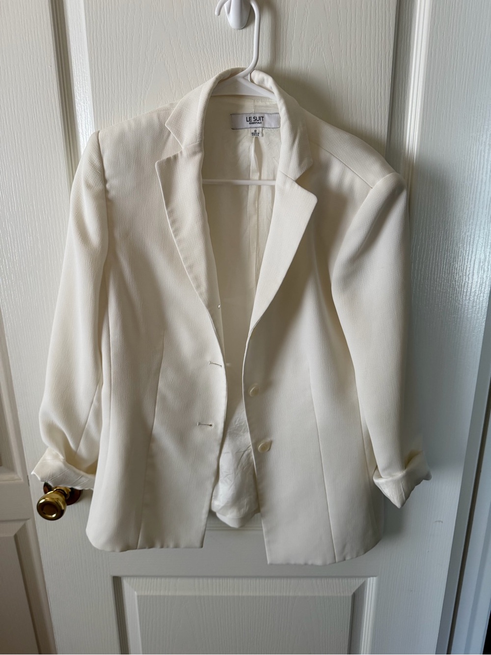 Le Suit Essentials Women’s Ivory Blazer Size 8 Career Office One Button Jacket